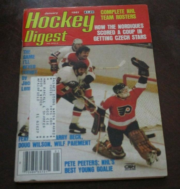 Hockey Digest  January 1981 Pete Peters Philsdelphia Flyers with label