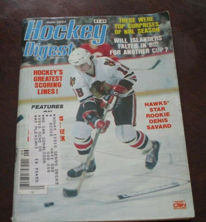 Hockey Digest  June 1981 Denis Savard Chicago Black Hawks with label