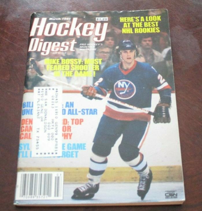 Hockey Digest  March 1981 Mike Bossy New York Islanders  label