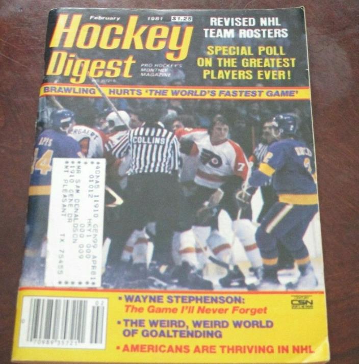 Hockey Digest  February 1981 Philadelphia Flyers Action with label
