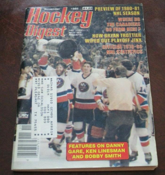 Hockey Digest  November 1980 Islanders wioth Stanley Cup with label