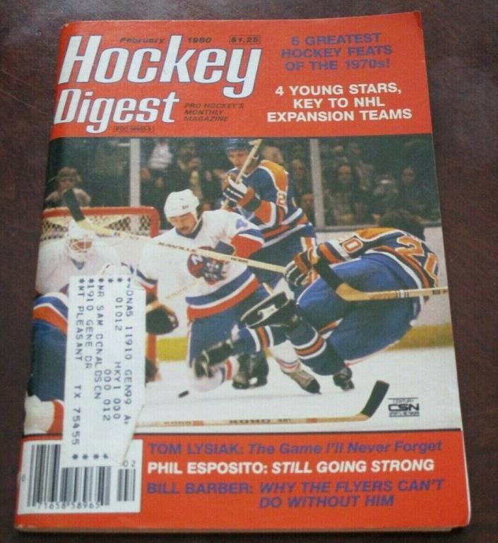 Hockey Digest  February 1980 Islanders and Oilers action with label