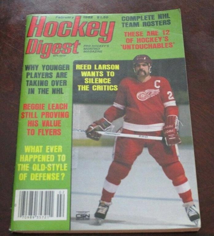 Hockey Digest  February 1982 Reed Larson Detroit Red Wings no label