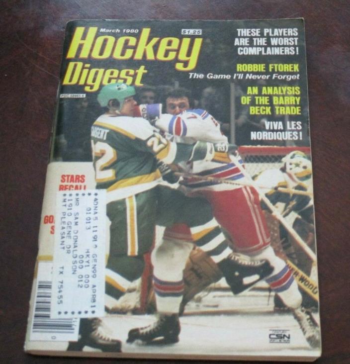 Hockey Digest  March 1980  Phil Esposito New York Rangers with label # 3