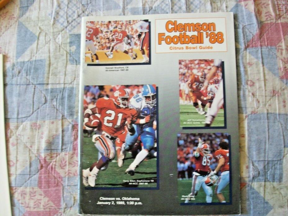 1989 CLEMSON FOOTBALL MEDIA GUIDE CITRUS BOWL College Football Program Yearbook