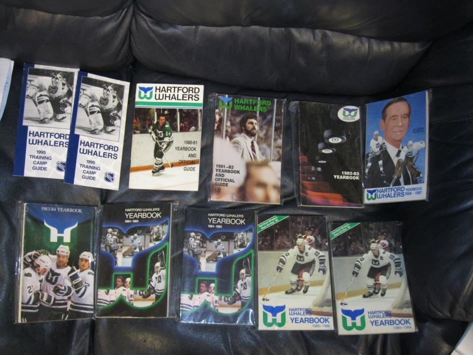 Set of 9 Hartford Whalers and 2 Training Hockey NHL Media GUIDE Programs 1980-87
