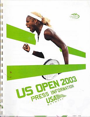 2003 U.S. OPEN TENNIS USA NETWORK MEDIA GUIDE FREE SHIPPING IN USA
