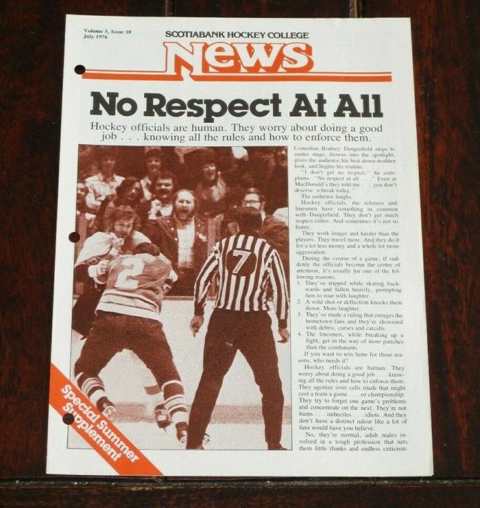 Scotia Bank Hockey college news July 1976 no respect at all summer issue