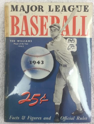1943 MAJOR LEAGUE BASEBALL SC Book Facts & Figures Official Rules Ted Williams