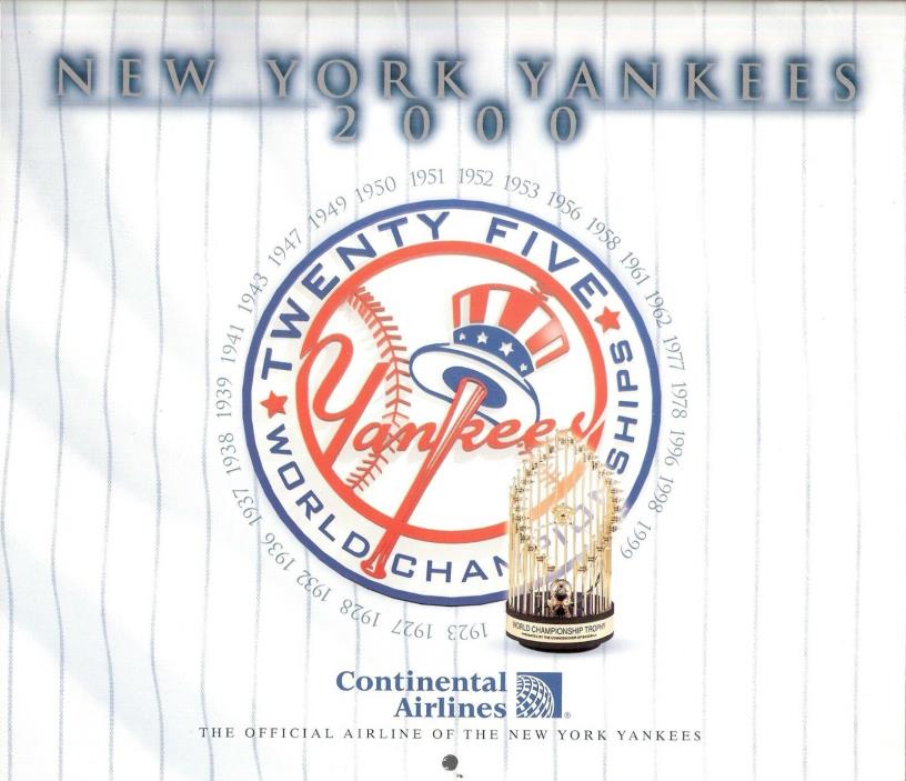 2000 New York Yankees 25 World Series Championships Calendar Continental Airline