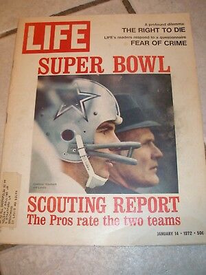 January 1972 Life Mag- Super Bowl Scouting Reports Dallas Cowboys Miami Dolphins