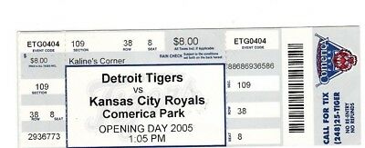 2005 OPENING DAY  TICKET DETROIT TIGERS  COMERICA PARK DIMITRI YOUNG HITS 3 HRS