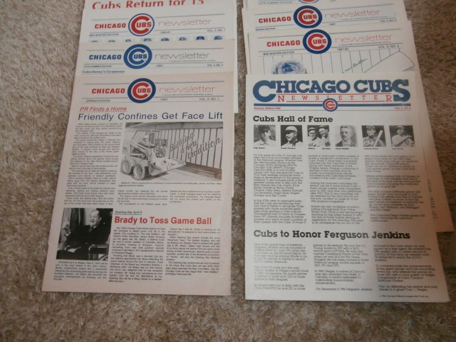 16 Issues of Chicago Cubs Newsletter 1978 - 1982
