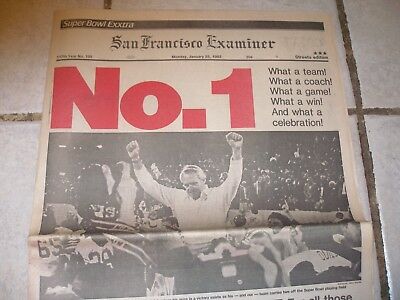 1982 San Francisco Examiner Front Page & Sports - 49ers Win Their 1st Super Bowl