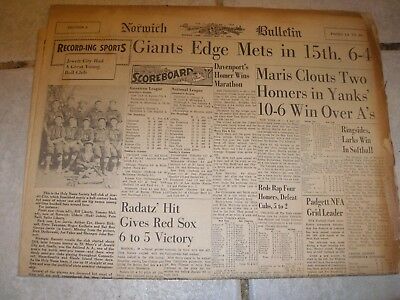 May 1964 Norwich Bulletin Sports - Roger Maris Leads Yankees to Win w/2-HR Game