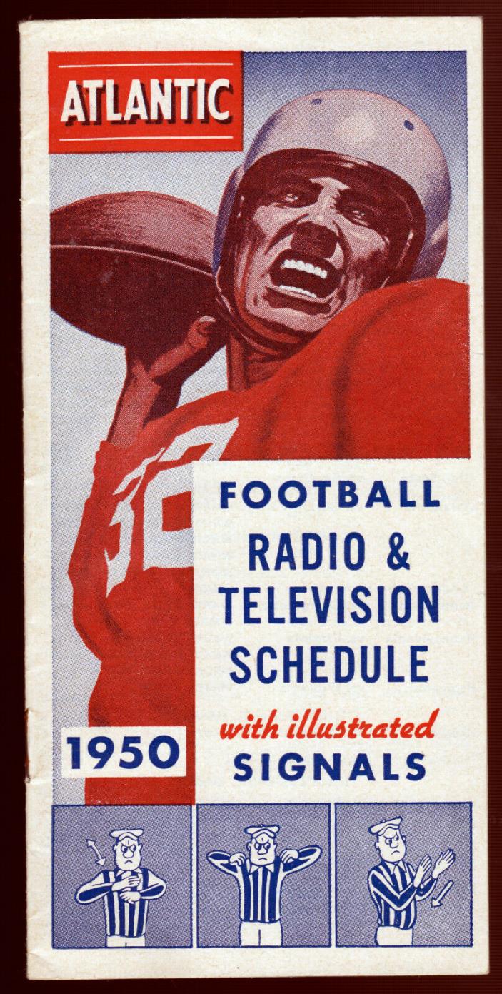 1950 Atlantic Football Radio & Televsion Schedule very nice