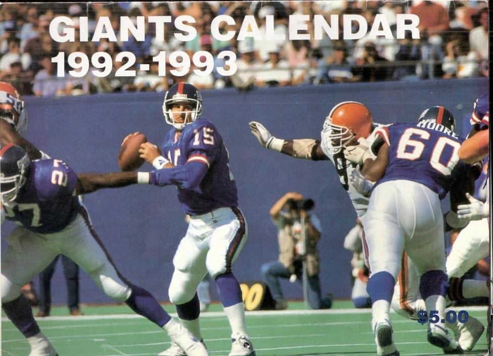 1992-93 New York Giants Calendar - Lawrence Taylor Leonard Marshall Carl Banks