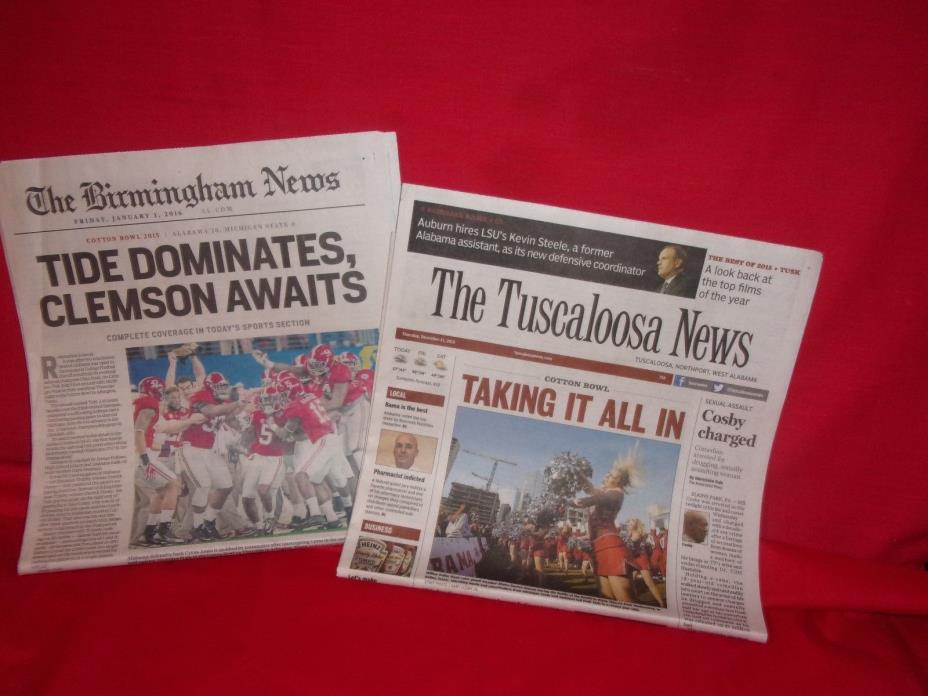 TUSCALOOSA NEWS - 2 PAPERS - BEFOR & AFTER THE COTTON BOWL - DEC 31 - JAN 1 2015