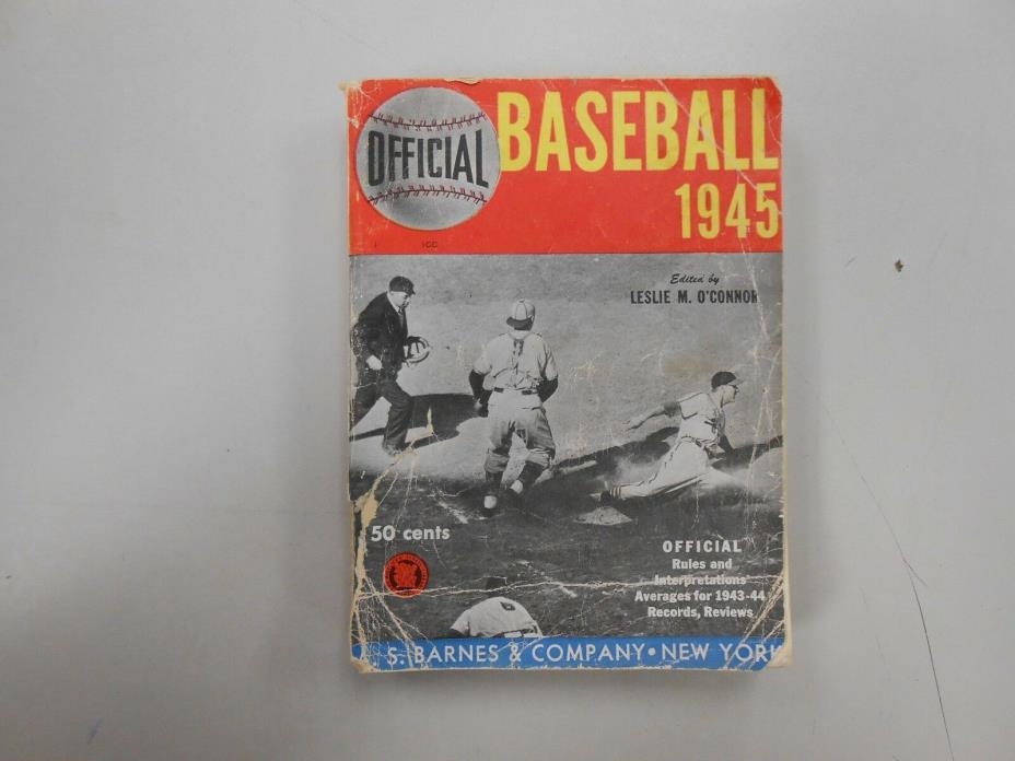 Official Baseball 1945 edited by Leslie M. O'Connor (1945, A. S. Barnes)! LOOK!