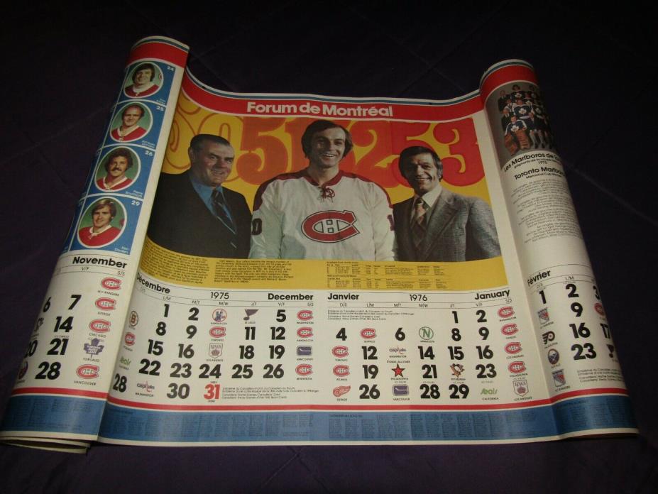 Montreal Canadiens FANCLUB Hockey Calendar  1975-76  ***RARE*** EXCELLENT  MINT