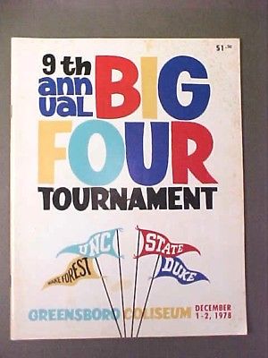 9th Big Four Tournament Program Dec. 1978  ACC Basketball