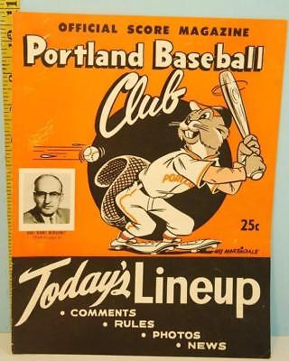 1958 Portland Beavers Baseball Club PCL Official Scorecard Unused