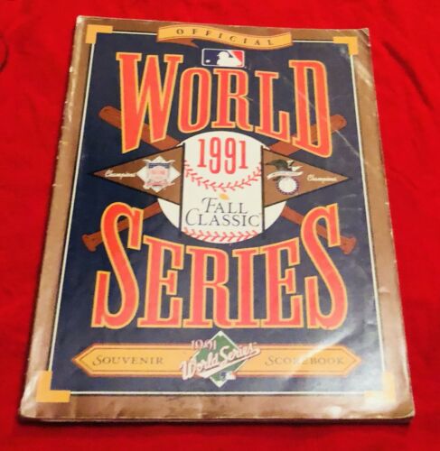 1991 MLB BASEBALL WORLD SERIES PROGRAM UN-SCORED,TOM GLAVINE, SMOLTZ, PUCKETT