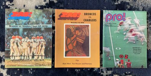 1970-71 Denver BRONCOS NFL Football PROGRAM Lot (3 Different) SHARP!