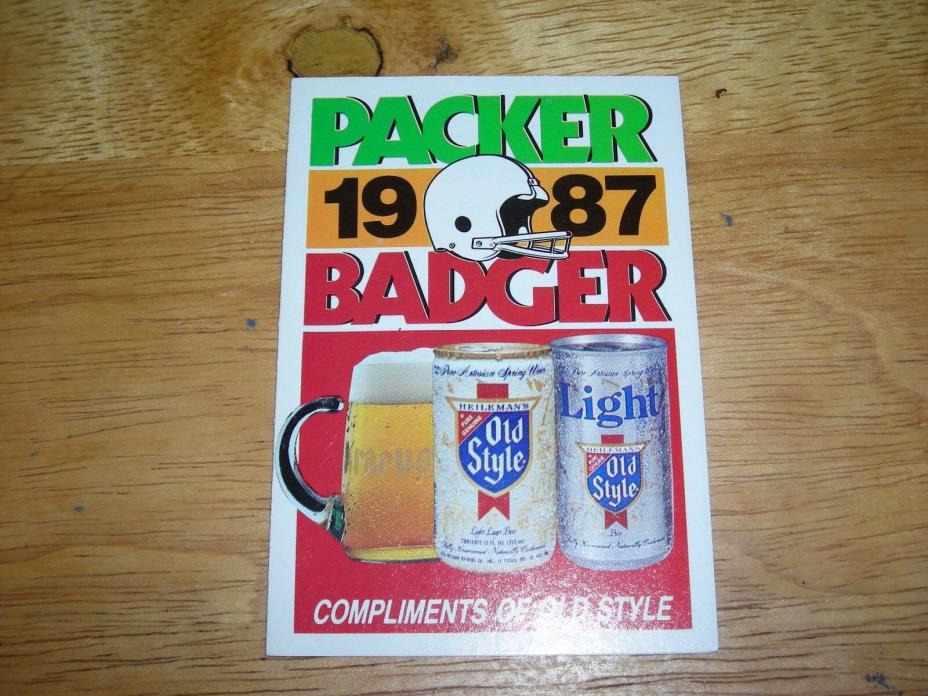 1987 NFL/NCAA team pocket schedule, Green Bay Packers/Wisconsin Badgers,