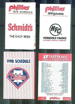 1975 1979 1985 1998 Philadelphia Phillies Schedule LOT 4dif
