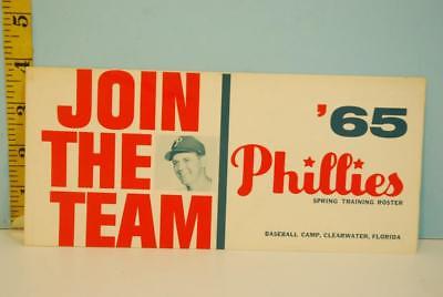 1965 Philadelphia Phillies Baseball Phamplet Spring Roster Schedule