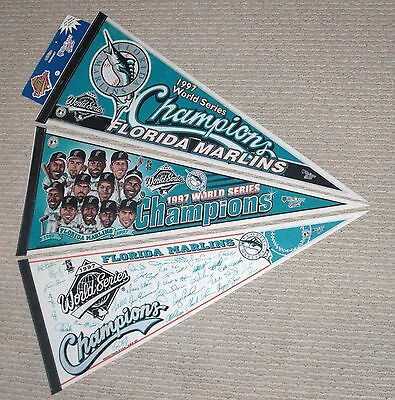 1997 Florida Marlins MLB Baseball Champions Pennant LOT 3dif