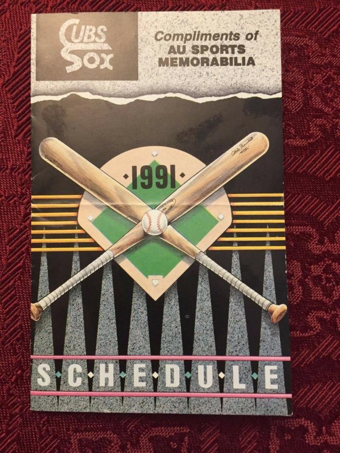 1991 Chicago Cubs, White Sox Pocket Schedule - AU Sports Memorabilia, Skokie, IL