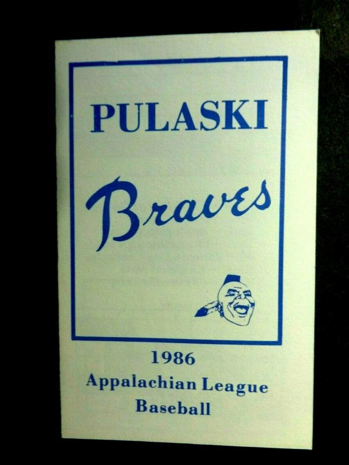 1986 Pulaski VA Braves Baseball Schedule, Atlanta Affiliate, Appalachian League