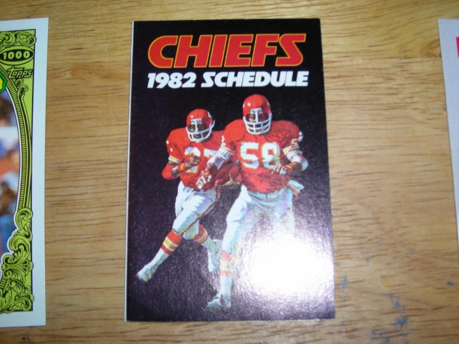 1982 NFL, Kansas City Chiefs, team pocket schedule, ex condition