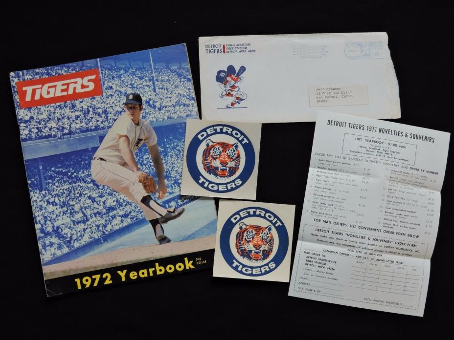 1971 Detroit Tigers Decals & Souvenir Price List + 1972 Tigers Yearbook Lot