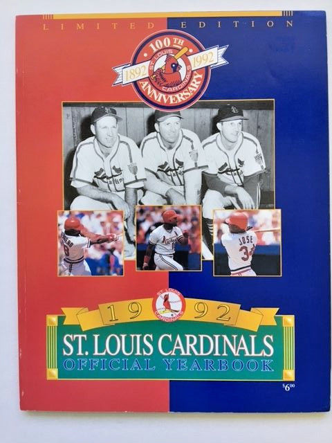 St. Louis Cardinals 1992 Yearbook   100th Anniversary   Ozzie Smith