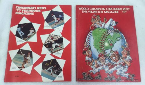 1976+1977 Cincinnati Reds Original Yearbooks Pete Rose Ken Griffey Johnny Bench