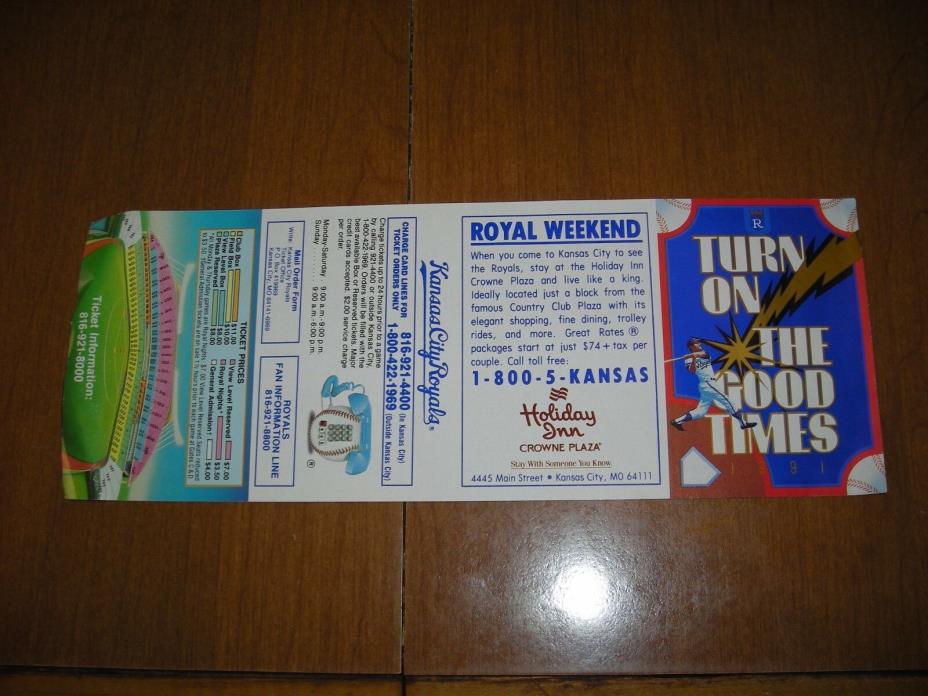 1991 MLB, Kansas City Royals, pocket schedule, very good condition