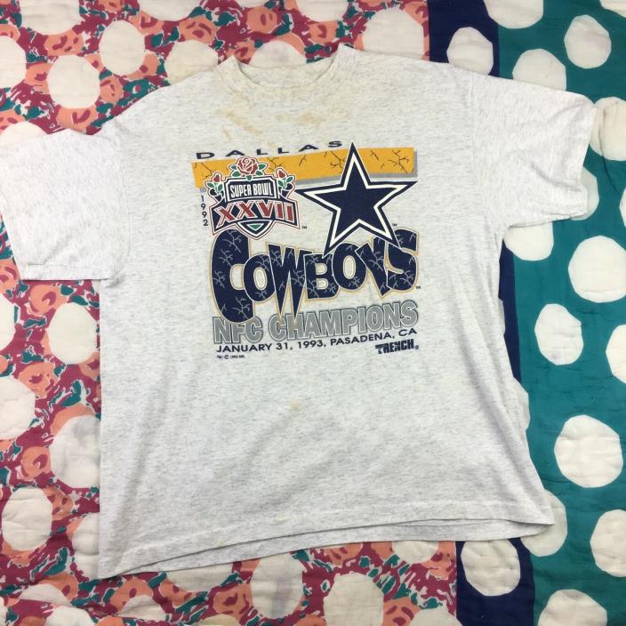 Vintage Dallas Cowboys Super Bowl XXVII 1992 Pasadena CA XL Graphic Tee T Shirt