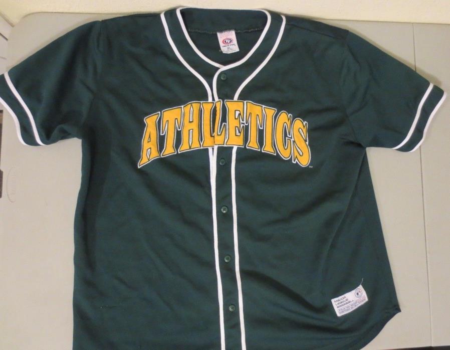 Oakland A's True Fan Jersey Shirt Vintage XL  46-48 100% Polyester Green 90's