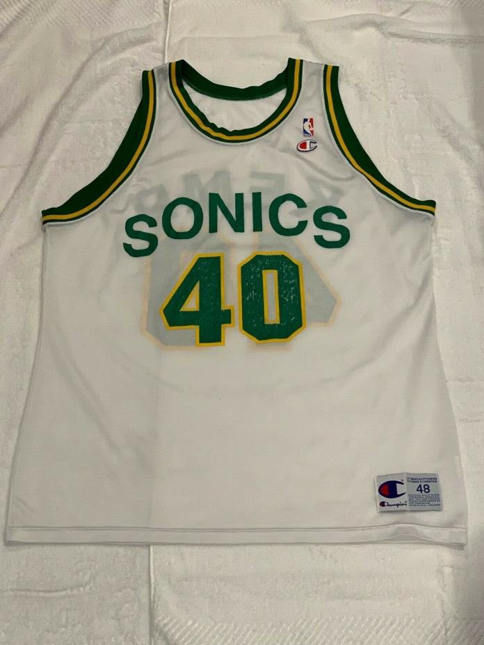 Vintage Champion Shawn Kemp Seattle Supersonics home Jersey NBA size 48 okc