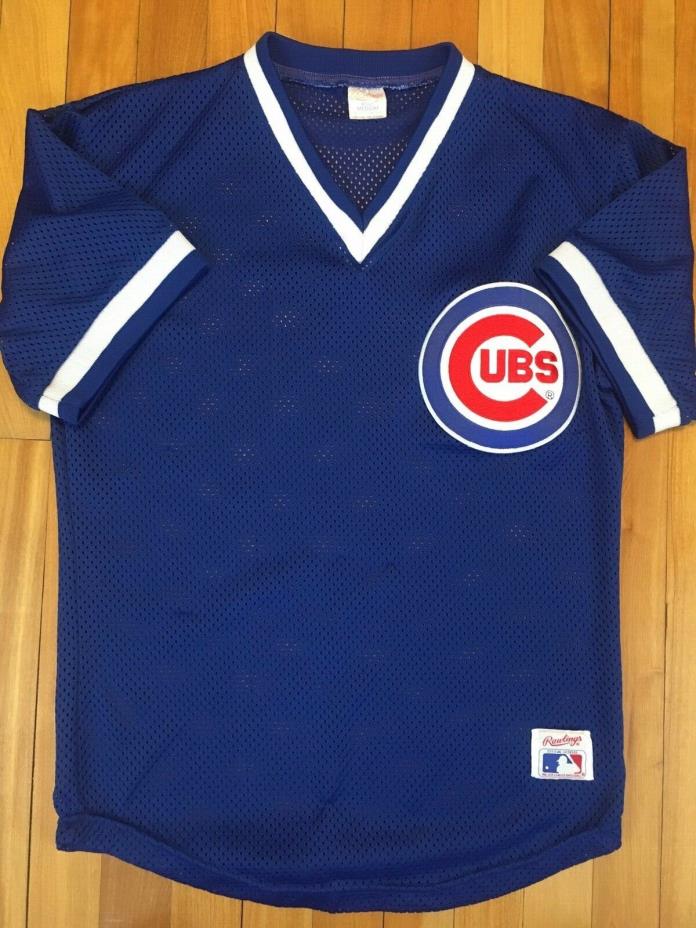 Vintage Rawlings Chicago Cubs MLB Royal Blue Mesh Jersey Mens Medium fits small