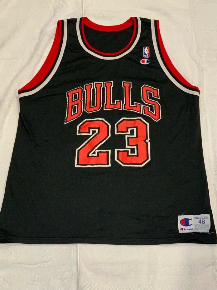 Vintage Champion Michael Jordan Chicago Bulls away black jersey size 48 NBA