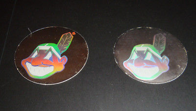 1989 Upper Deck Hologram Stickers Cleveland Indians Chief Wahoo Retro Logo (x2)