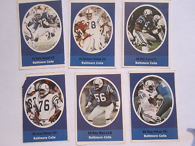 1972 SUNOCO / NFL FOOTBALL STAMPS - BALTIMORE COLTS - LOT OF 6 rare BUBBA SMITH