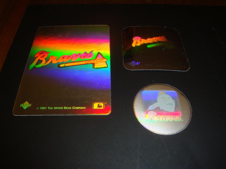 Atlanta Braves Tomahawk Hologram Stickers 1989-90-91 Upper Deck Chief Noc-A-Homa