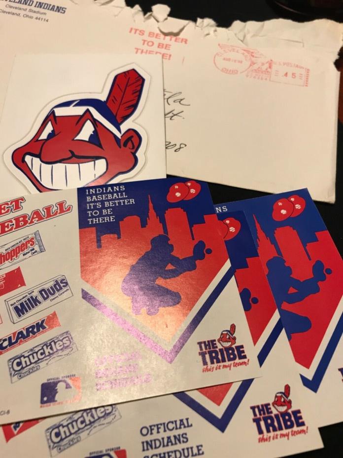 1988 Vintage Cleveland Indians schedules (3) and sticker TEAM ISSUED