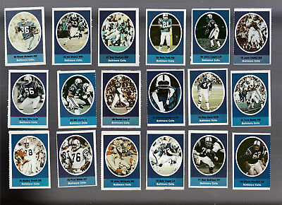 1972 Sunoco Football Stamp Team Set Baltimore Colts 24 dif cards - Johnny Unitas