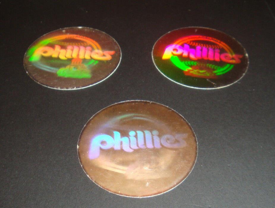 1989 Upper Deck Phiadelphia Phillies Hologram Stickers Retro 80's Logo Lot x3